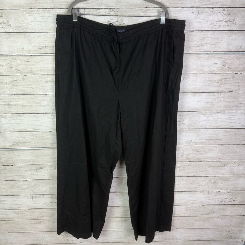 J. Crew Factory Slim Wide Leg Linen Pant Black Size 22